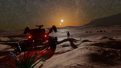 CMDR Unifex watching the sunset of a binary pair.